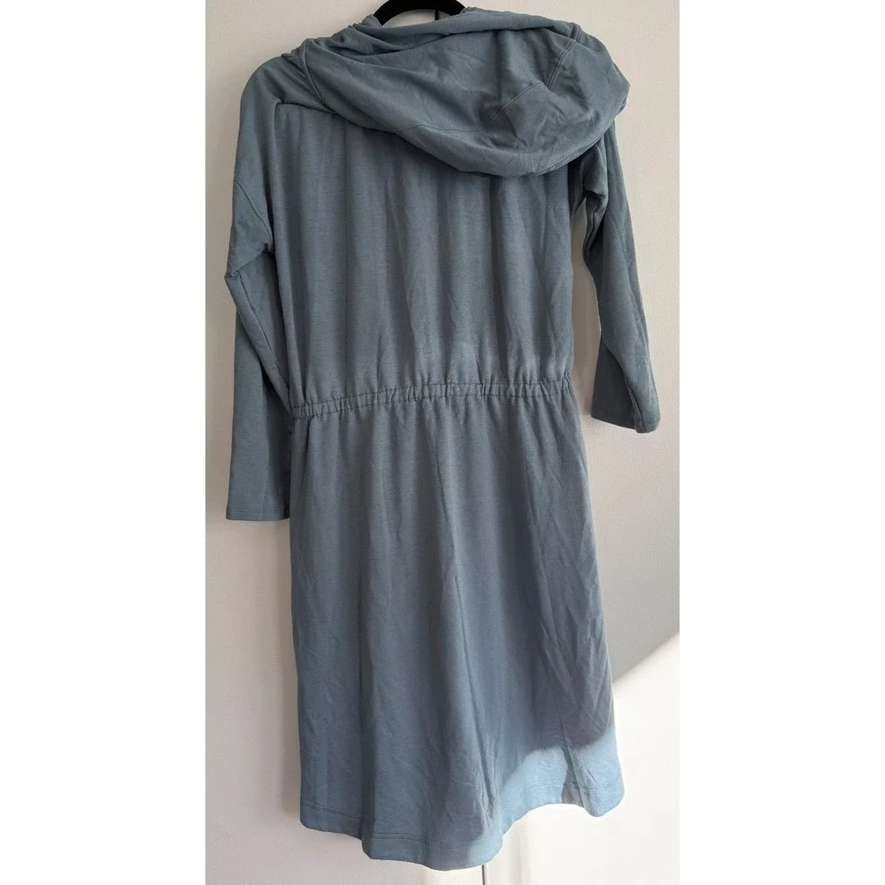 Soft Surroundings Hooded‎ Henley Midi Dress Blue Grey Elastic Waist Small